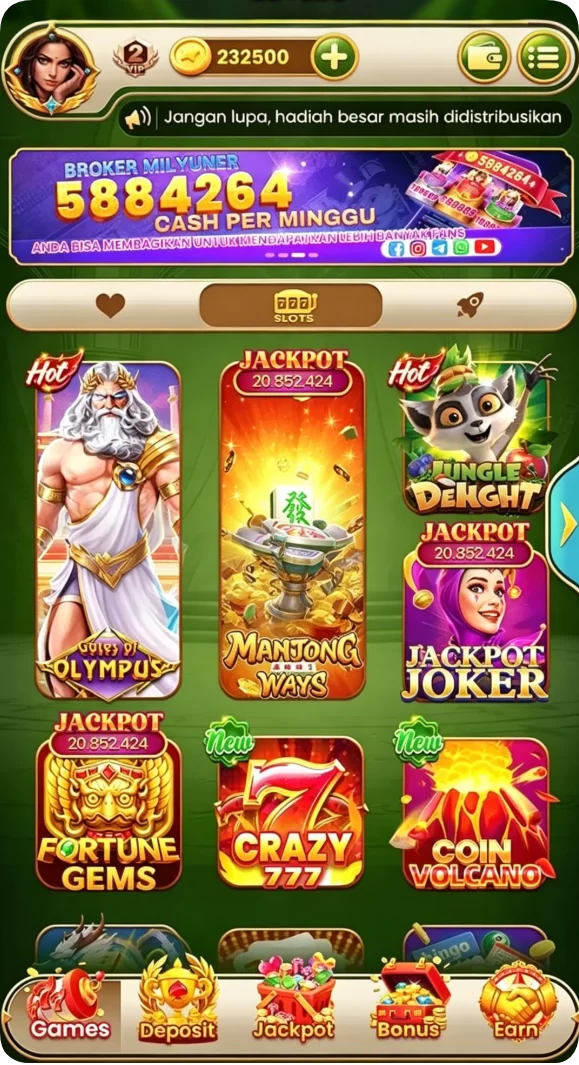 Tampilan utama aplikasi Download svip7 APK untuk Android yang intuitif dan efisien.